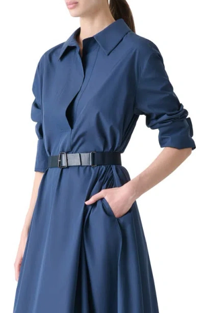Akris A-line Poplin Midi Dress In Blue