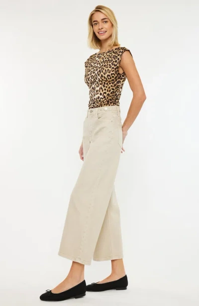 Kancan Calla Ultra High Rise Cropped Wide Leg Jeans In Neutral
