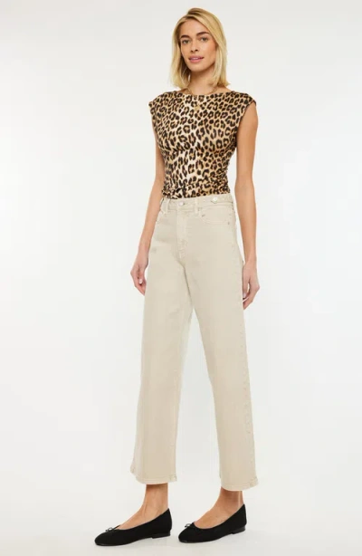 Kancan Calla Ultra High Rise Cropped Wide Leg Jeans In Neutral