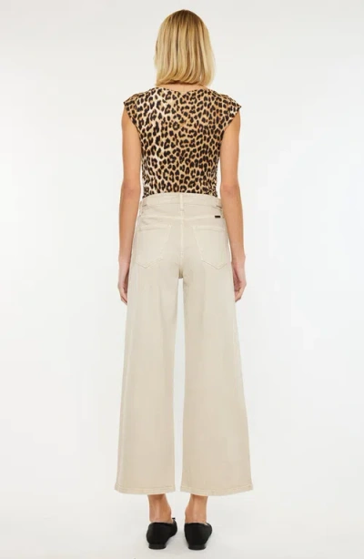 Kancan Calla Ultra High Rise Cropped Wide Leg Jeans In Neutral