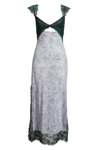 Free People Suddenly Fine Floral Print Cutout Lace Trim Nightgown