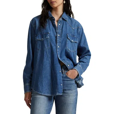 Polo Ralph Lauren Denim Trapeze Western Shirt In Blue