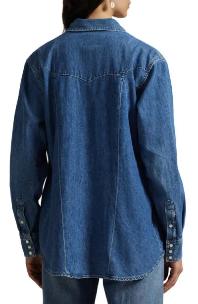 Polo Ralph Lauren Denim Trapeze Western Shirt In Blue