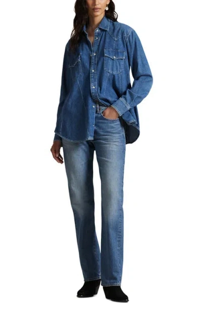 Polo Ralph Lauren Denim Trapeze Western Shirt In Blue