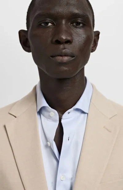 Mango Milan Slim Fit Linen Blazer In Neutral