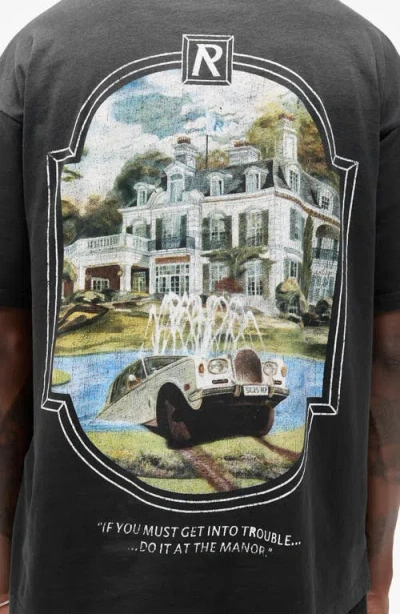 Represent 'revere Manor' Black T-shirt With Logo Lettering On The Front And Maxi Print On The Rear In Black