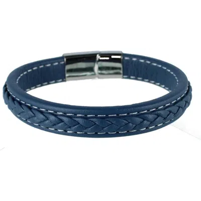 Trafalgar Amari's Azure Stitched Leather Secure Clasped Bracelet