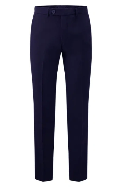 Victor Emmanuel Vince Flat Front Stretch Dress Pants In Blue