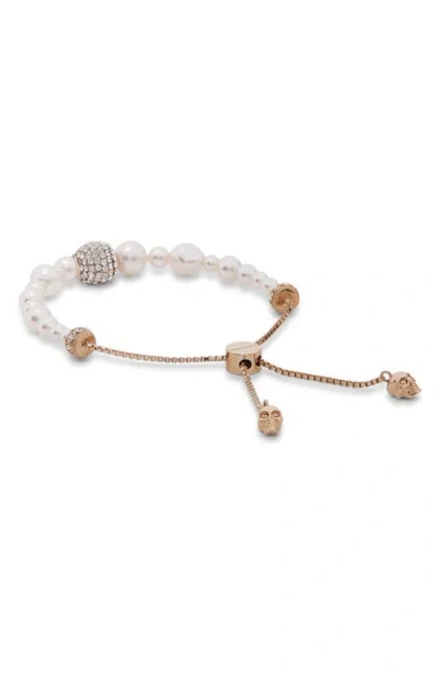 Alexander Mcqueen Mcqueen Crystal Skull & Faux Pearl Friendship Bracelet