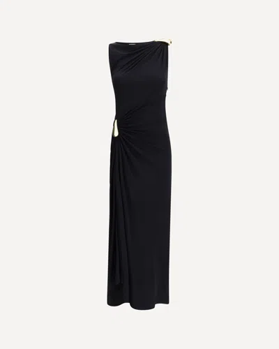 Bottega Veneta Asymmetric Hem Viscose Jersey Dress In Black