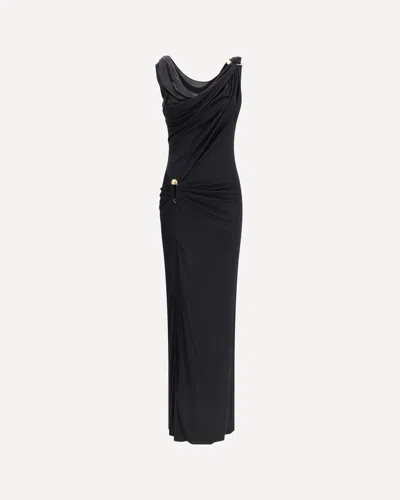 Versace Asymmetric Neck Viscose Long Dress