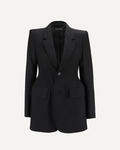 Balenciaga Structured Wool Blazer Jacket With Padded Shoulders