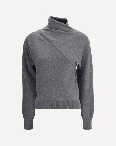 Tom Ford Wrap Collar Cashmere Blend Sweater In Gray