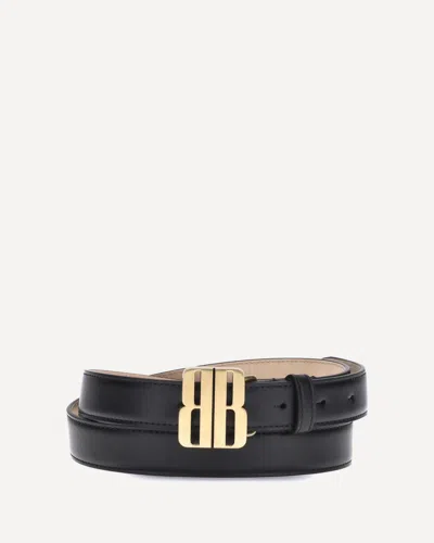 Balenciaga Women Leather Belt With Logoed Buckle In Black