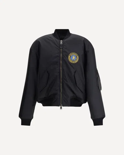 Balenciaga Men Bomber Jacket With Logo In Black