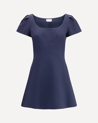 Alexander Mcqueen Short Dress With Short Gathered Sleeves In Blue