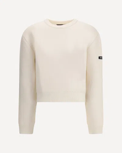 Balenciaga Cropped Sweater With Logo Patch In Wool Blend