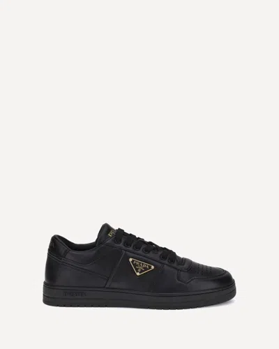 Prada Side Triangular Logo Low-cut Laced Casual Sneakers In Nero