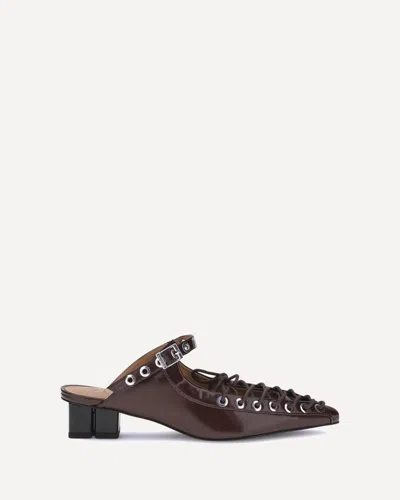 Ganni Women Oleatex Laced Mules In Burgundy