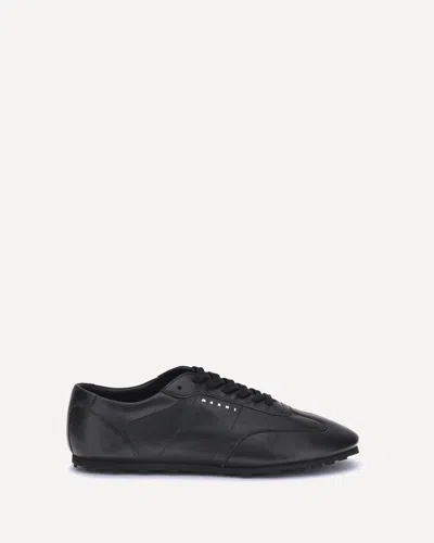 Marni Leather Low-top Sneakers And Contrasting Sole In Black