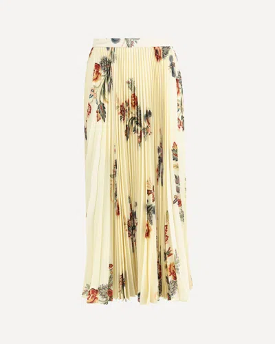 Etro Floral Print Pleated Midi Skirt In Yellow