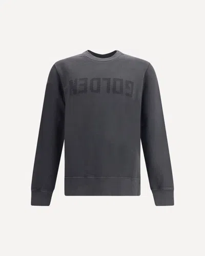 Golden Goose Golden M S Regular Sweatshirt Distressed Cotton Jersey With Logo Clothing In Black