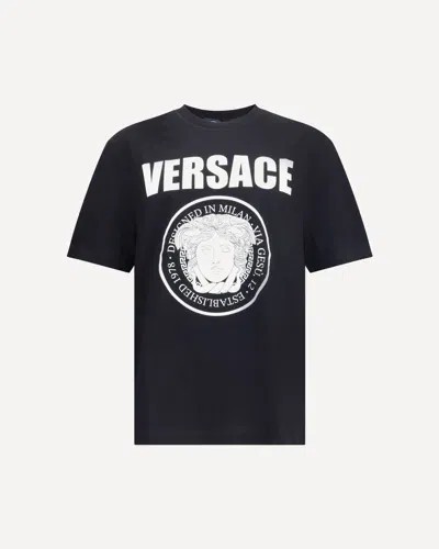 Versace Medusa Print T-shirt In Black