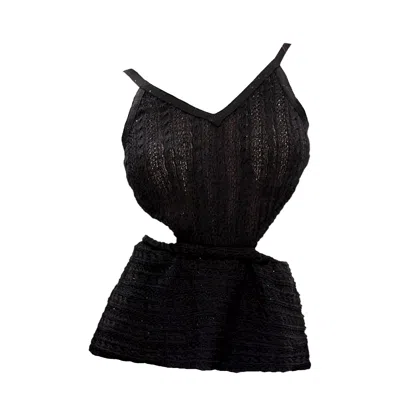 Maison Bogomil Women's Black Shadow Thread – Sequined Knit Top With Side Cutouts