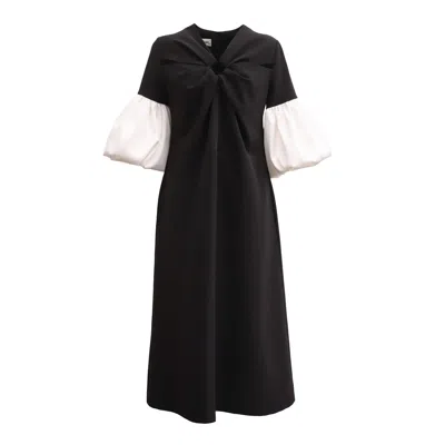 Julia Allert Women's Versatile Chic Work Dress With Puff Sleeves - Black In Black
