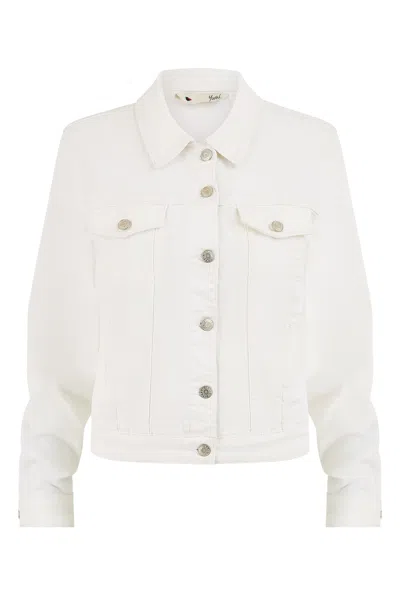 Yumi Women's  White Stretch Cotton Denim Jacket