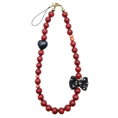 Farra Red Bamboo Coral With Butterfly Knot Versatile Phone Strap