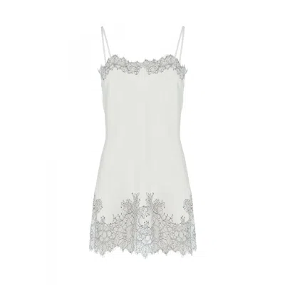 Avenue 8 Women's White Lace Detailed Straight Neck Mini Dress
