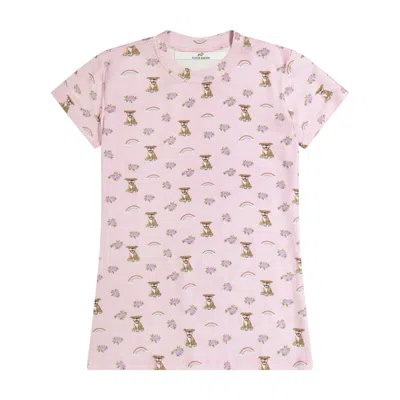 Cloud Haven Women's Pink / Purple  Fitted Signature Print Tee In Ditsy Pink