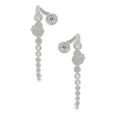 Artisan Women's Natural Diamond Designer Earrings In White Gold