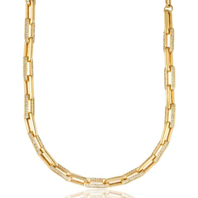 Denise Pacini Women's Gold Statement Paperclip Chain Necklace With Pave Stones