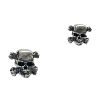 Tg-jewellery By Tamara Gervasio Women's Silver / Black Unisex Skull Stud Sterling Silver Earrings