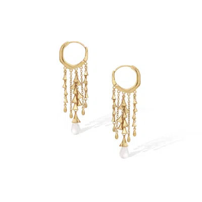 Retro Chic Women's Gold / White Aeolian Echo Tassels Earrings