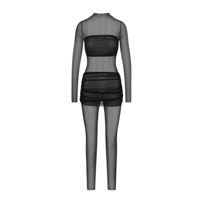 Promees Women's Ambra - Black Mesh Jumpsuit