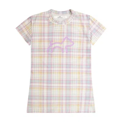 Cloud Haven Women's  Fitted Signature Print Tee In Pink Plaid