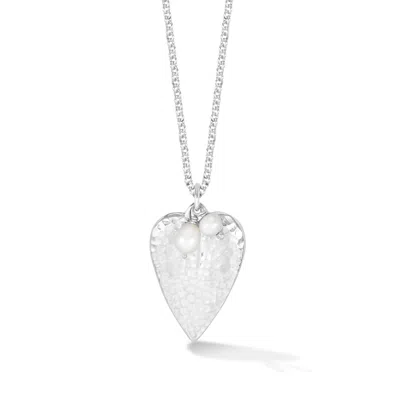 Dower & Hall Women's Cherished Hearts Pearl Necklace In Sterling Silver