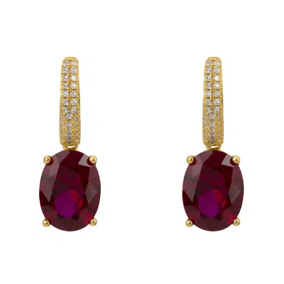 Latelita Women's Gold / White / Red Alexandra Oval Drop Earrings Gold Ruby