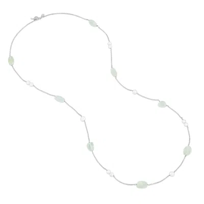 Dower & Hall Women's Aquamarine White Pearl Array Necklace In Sterling Silver