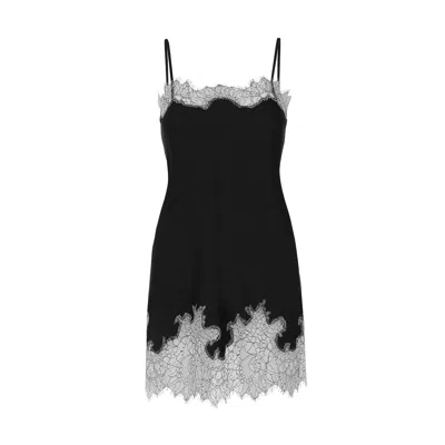 Avenue 8 Women's Lace Detailed Straight Neck Mini Dress - Black & White