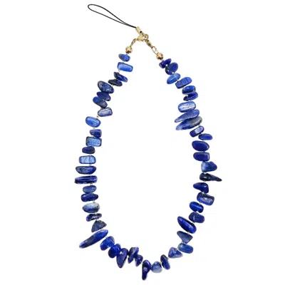 Farra Blue Tooth Shaped Kyanite Gemstone Phone Strap