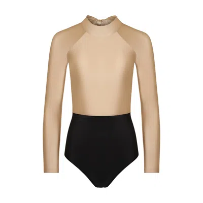 Paola Amador Women's Black / Neutrals / Gold Bodysuit Swimsuit Surf Cream