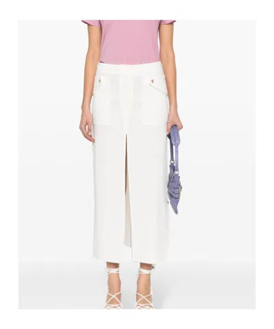Pinko Slitted Linen Midi Skirt