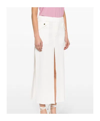 Pinko Slitted Linen Midi Skirt