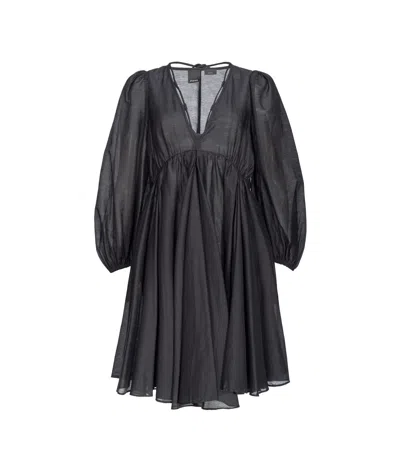 Pinko V-neck Cotton-blend Minidress In Black