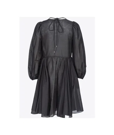 Pinko V-neck Cotton-blend Minidress In Black