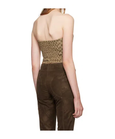 Misbhv Beige Jacquard Monogram Top In Brown